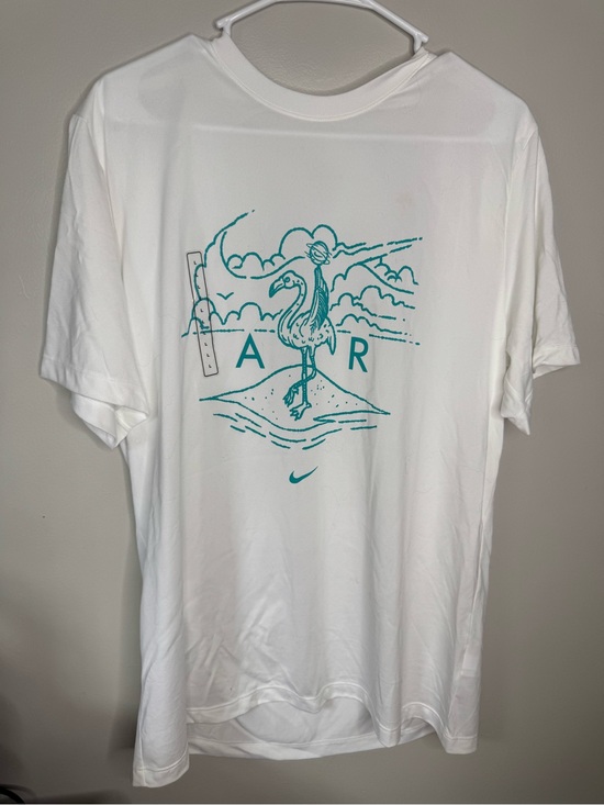 Nike Other - Nike White T-Shirt with Teal Flamingo AIR Graphic